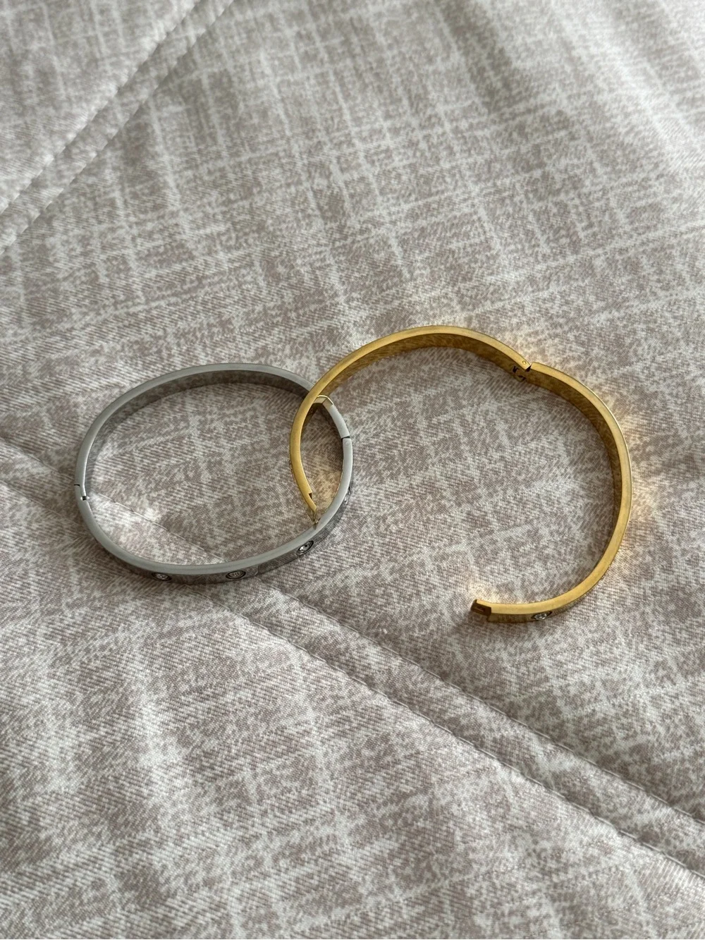 Classic Gold and Silver Crystal Accent Bangle Set - Women's Jewelry
